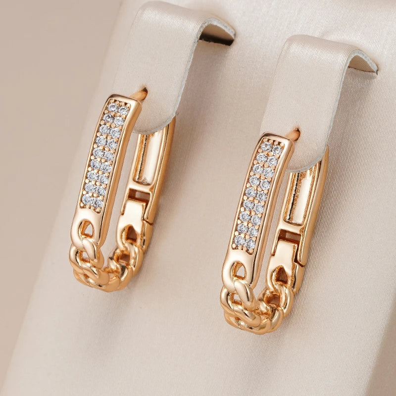 Elegante Zirkoniaketten-Ohrringe in Gold